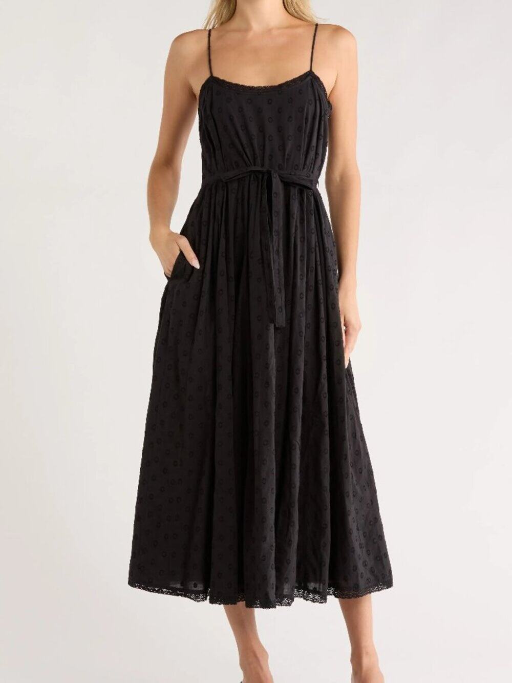 Ulla Johnson Cerise Clip Dot Lace Party Midi Dress Noir Black Boho NEW - 0